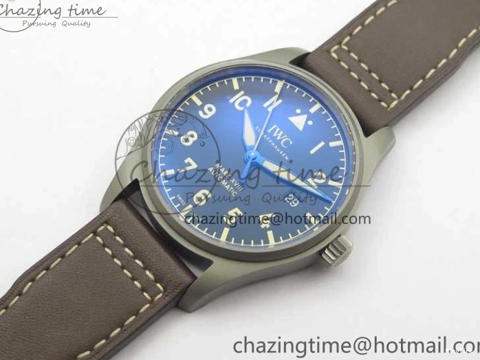 MIROTIME 0323 Mark XVIII IW327006 Titanium V7F 1:1 Best Edition Black Dial on Brown Leather Strap A Attractive 7080